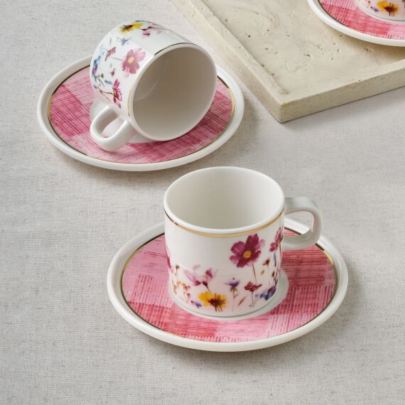 Mental 4 Parça 2 Kişilik Kahve Fincan Takımı Pembe 67092 - 1