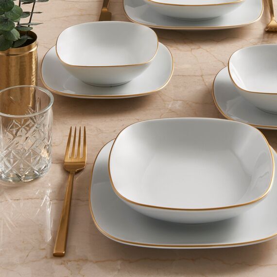 Mimoza 24 Parça 6 Kişilik Yemek Takımı Gold - 2