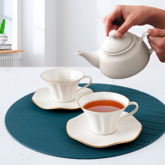 Nesrin 12 Parça 6 Kişilik Bone Çay Fincanı Takımı - 1