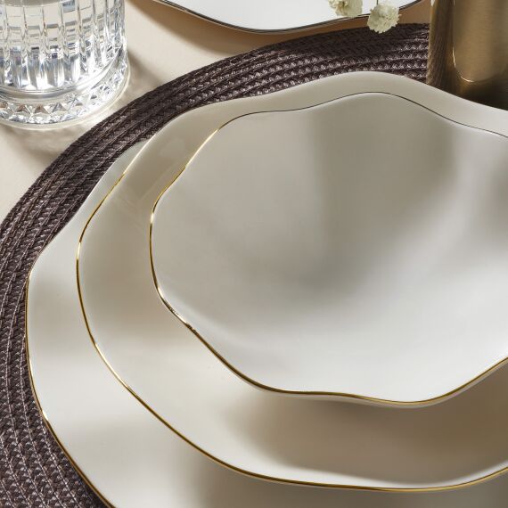 Nesrin 18 Parça 6 Kişilik Yemek Takımı Altın File 20 - 3
