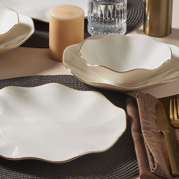 Nesrin 18 Parça 6 Kişilik Yemek Takımı Altın File 20 - 2