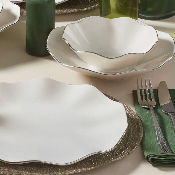 Nesrin 18 Parça 6 Kişilik Yemek Takımı Gümüş File 220 - 3
