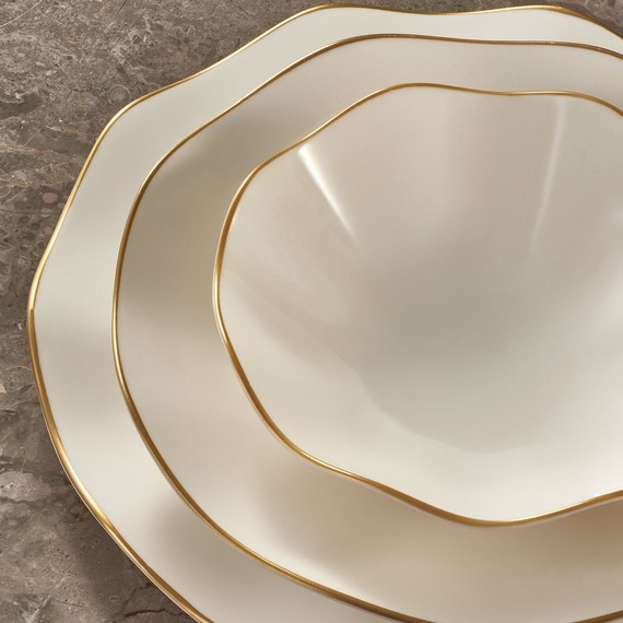 Nesrin 24 Parça 6 Kişilik Bone Yemek Takımı - Gold - 4
