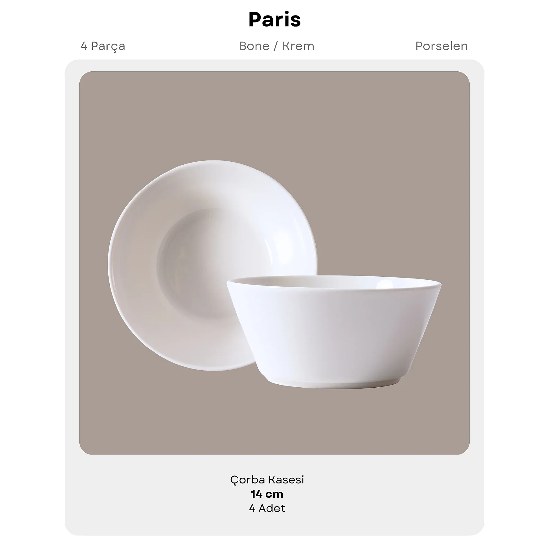 Paris 4 Parça 14 cm Salata Kasesi - 5