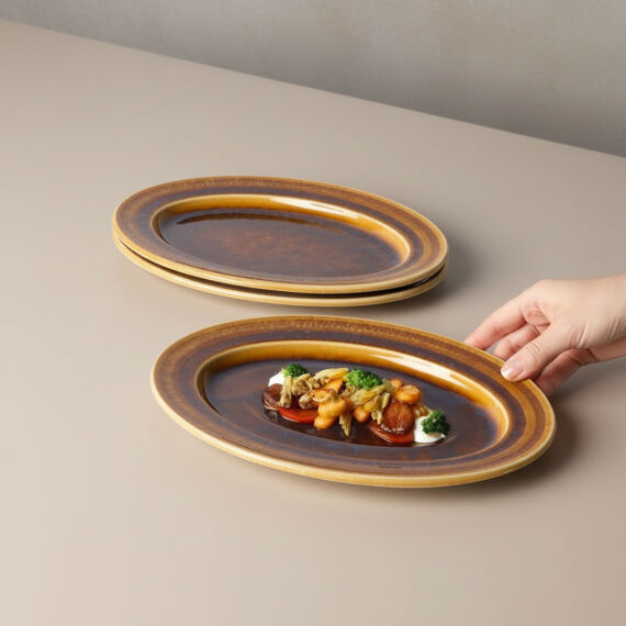 Güral 2 Adet 24 Cm Kayık Tabak Reaktif Saura 137 - 1