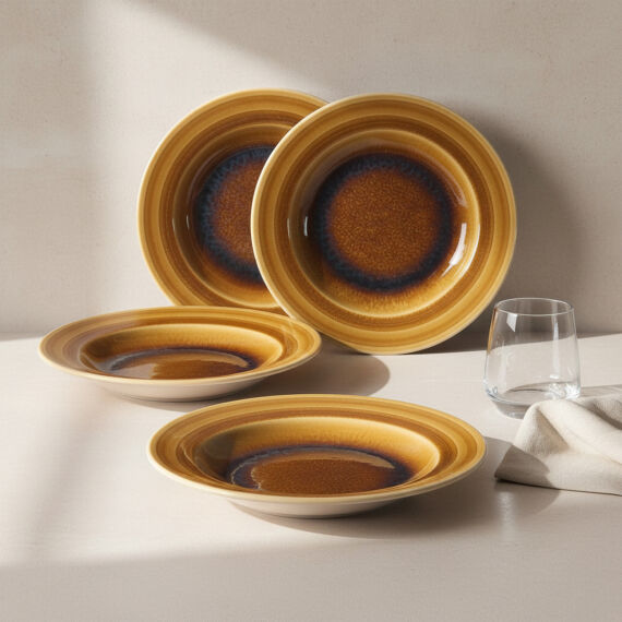 Güral 6 Adet 22 Cm Çukur Yemek Tabağı Reaktif Saura 137 - 6