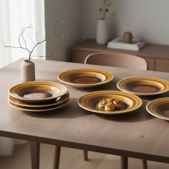 Güral 6 Adet 22 Cm Çukur Yemek Tabağı Reaktif Saura 137 - 1