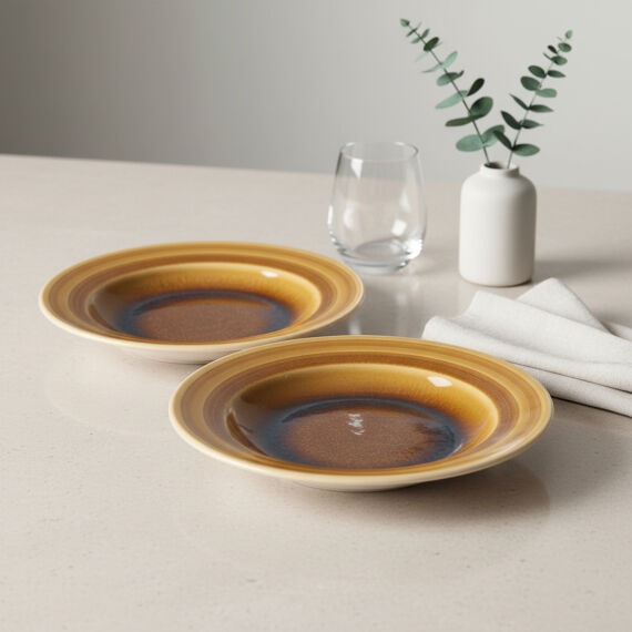 Güral 6 Adet 22 Cm Çukur Yemek Tabağı Reaktif Saura 137 - 3