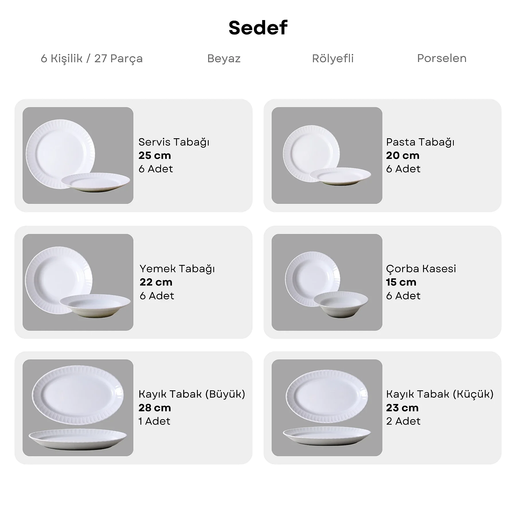 Sedef 27 Parça 6 Kişilik Yemek Takımı - 6