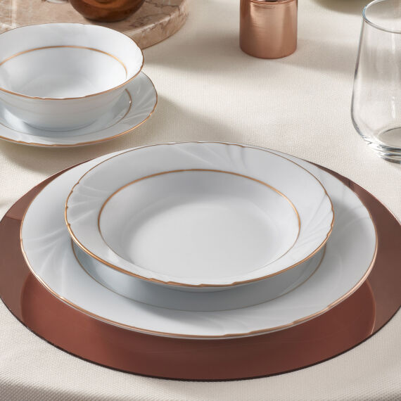 Soprano 6 Adet 19 Cm Çukur Yemek Tabağı Mat Altın Yaldız - 1