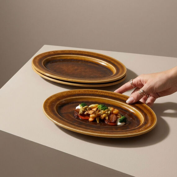 Valeron 2 Adet 21 Cm Kayık Tabak Reaktif Saura Vr 137 - 3