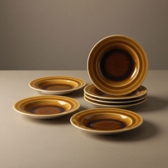 Valeron 6 Adet 22 Cm Çukur Yemek Tabağı Reaktif Saura 137 - 7