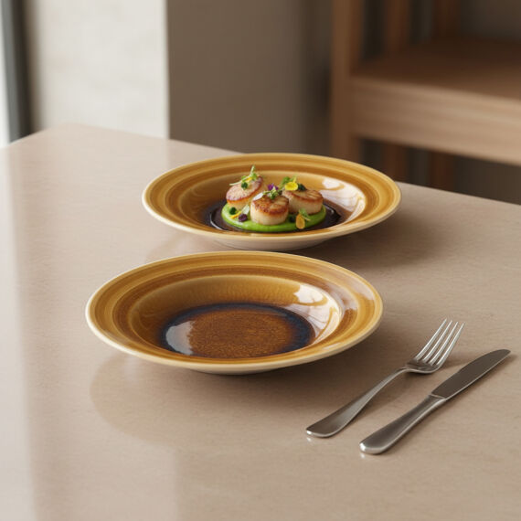 Valeron 6 Adet 22 Cm Çukur Yemek Tabağı Reaktif Saura 137 - 5