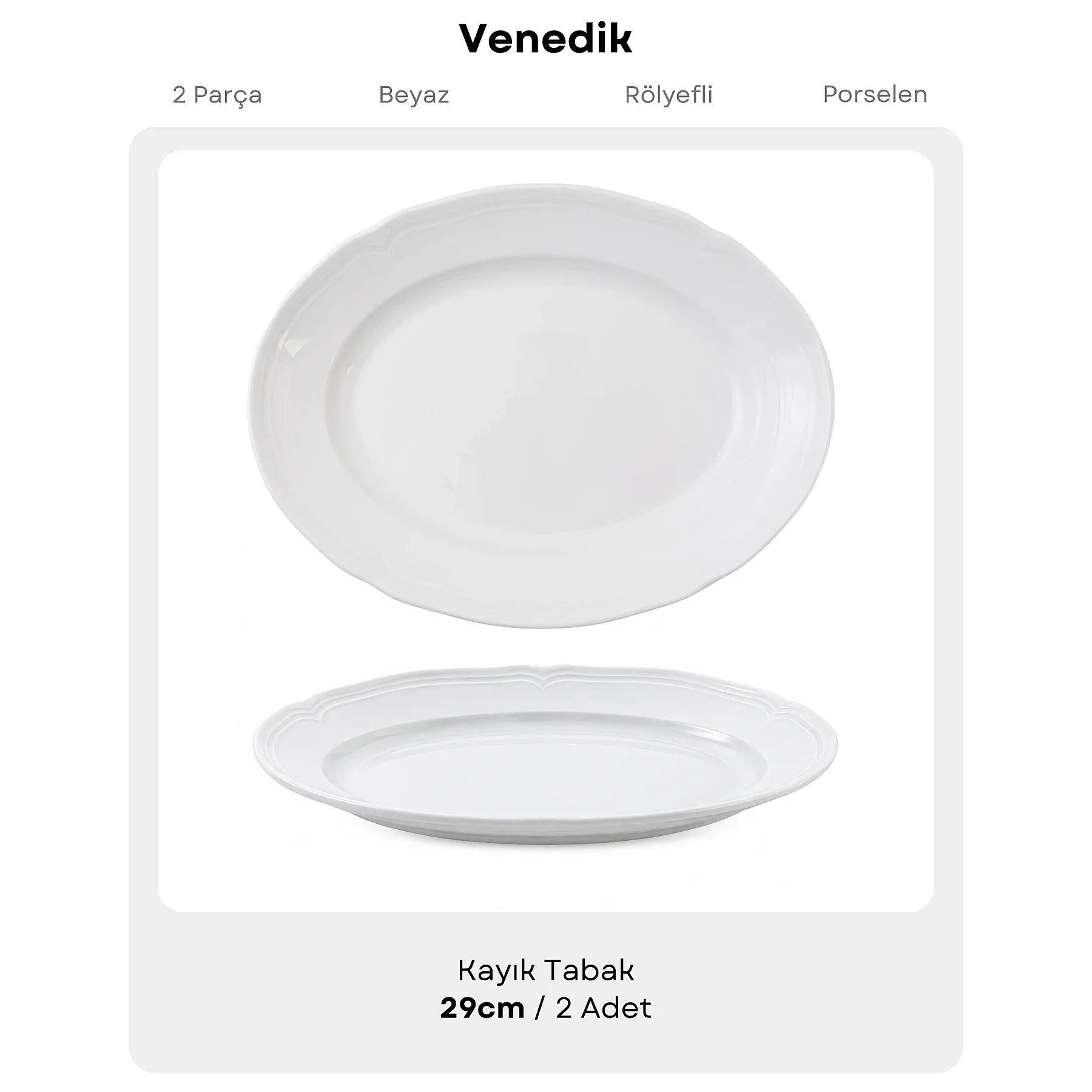 Venedik 2 Parça 29 Cm Kayık Tabak - 5