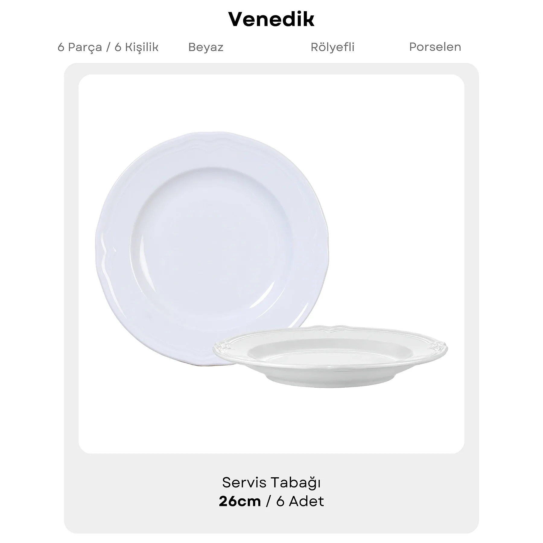 Venedik 6 Parça 26 Cm Servis Tabağı - 5