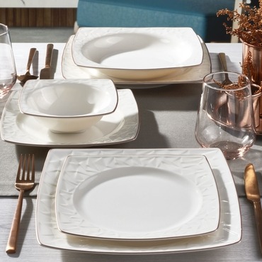 GÜRAL PORSELEN - VIVENTE 8 PARÇA 2 KİŞİLİK BONE YEMEK TAKIMI - COPPER BAKIR
