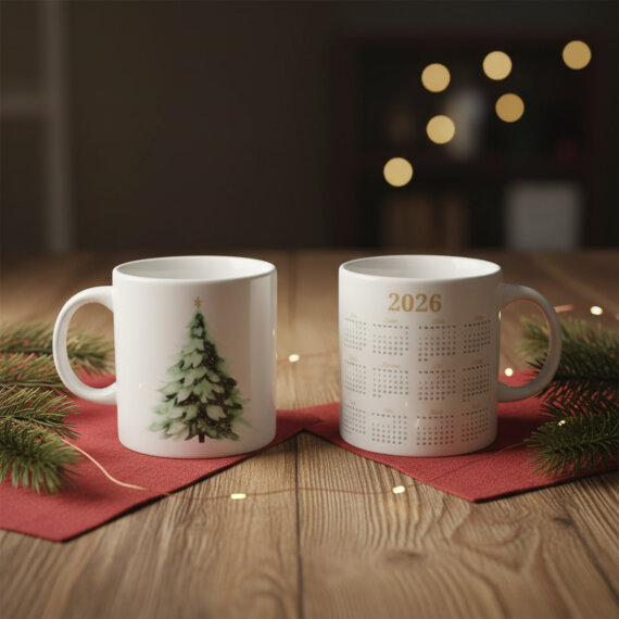 Yılbaşı Ağaçlı ve Takvimli Mug Bardak 6835 - 1