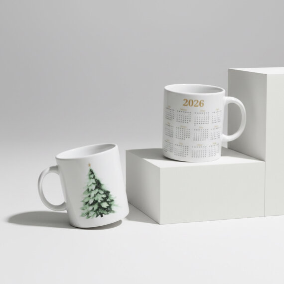 Yılbaşı Ağaçlı ve Takvimli Mug Bardak 6835 - 2