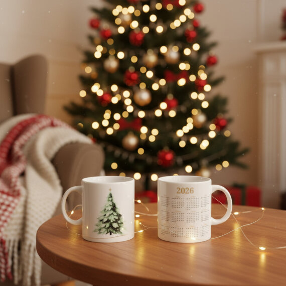 Yılbaşı Ağaçlı ve Takvimli Mug Bardak 6835 - 3