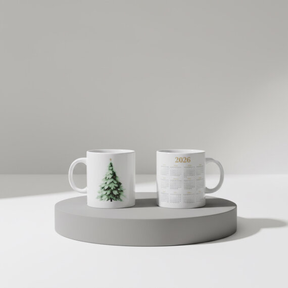 Yılbaşı Ağaçlı ve Takvimli Mug Bardak 6835 - 4