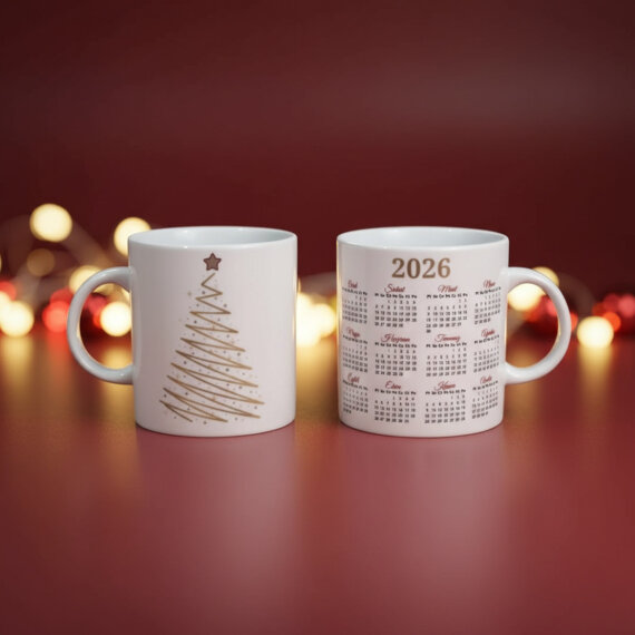 Yılbaşı Ağaçlı ve Takvimli Mug Bardak 6836 - 3