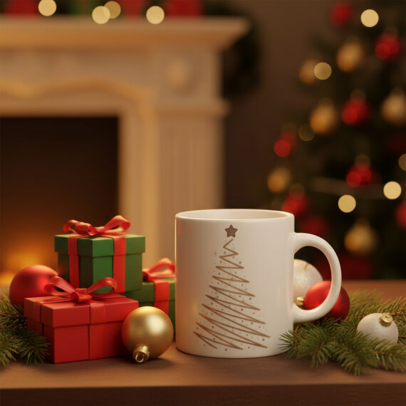 Yılbaşı Ağaçlı ve Takvimli Mug Bardak 6836 - 5