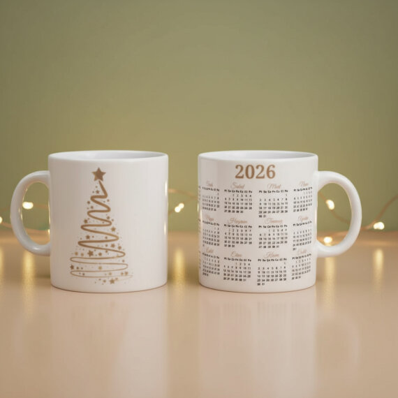 Yılbaşı Ağaçlı ve Takvimli Mug Bardak 6837 - 3