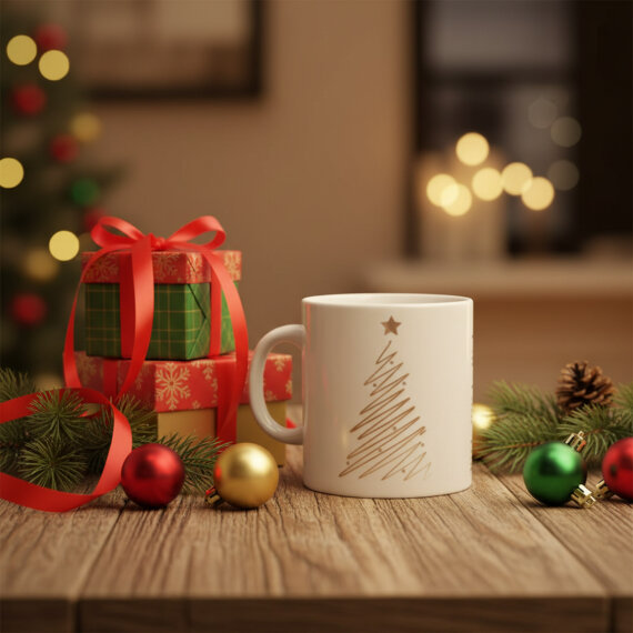 Yılbaşı Ağaçlı ve Takvimli Mug Bardak 6837 - 4