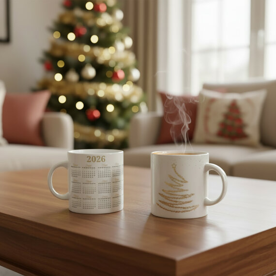 Yılbaşı ağaçlı ve Takvimli Mug Bardak 6838 - 1