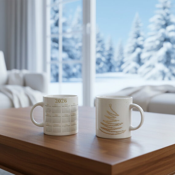Yılbaşı ağaçlı ve Takvimli Mug Bardak 6838 - 2