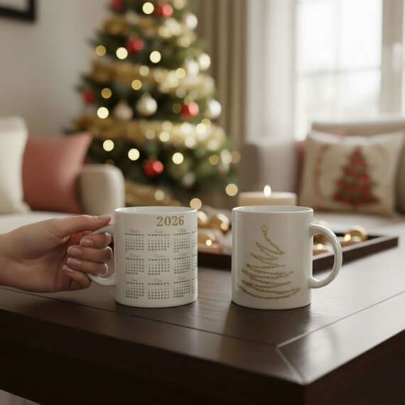 Yılbaşı ağaçlı ve Takvimli Mug Bardak 6838 - 4