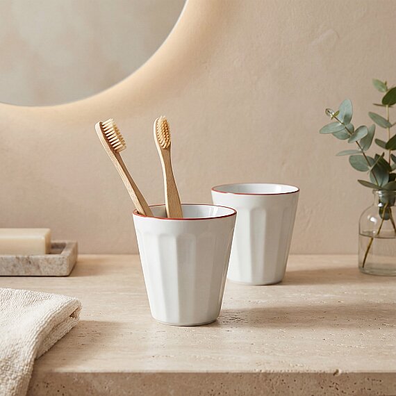 Güral Rölyefli Çok Amaçlı İkili Sunum Bardak Seti Bordo 383 Cc - 1