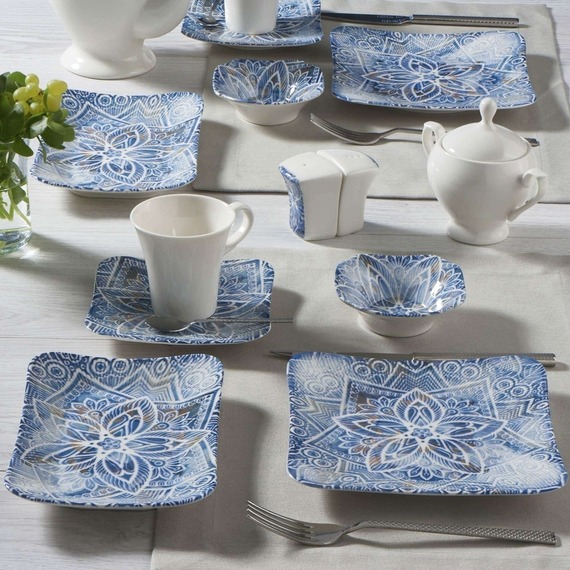 Güral Spinoza 36 Parça 6 Kişilik Kare Bone Kahvaltı Takımı - 1006 - 1