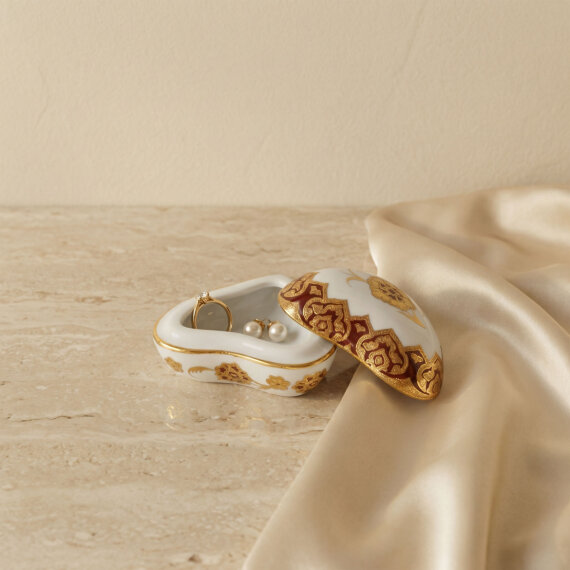 Kalp Şekilli El Dekoru Porselen Dekoratif Porselen Takı Kutusu 5 Cm - 1