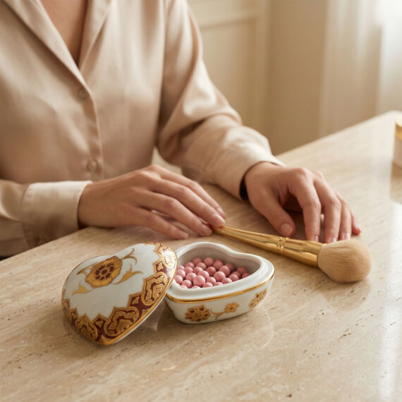 Kalp Şekilli El Dekoru Porselen Dekoratif Porselen Takı Kutusu 5 Cm - 3