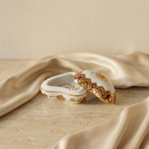 Kalp Şekilli El Dekoru Porselen Dekoratif Porselen Takı Kutusu 5 Cm - 4