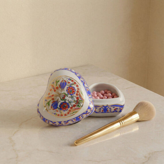 Kalp Şekilli El Dekoru Porselen Dekoratif Porselen Takı Kutusu 5 Cm - 1