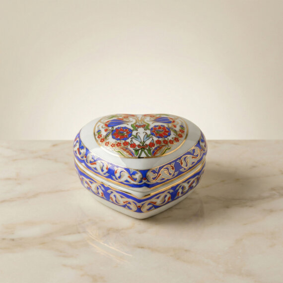 Kalp Şekilli El Dekoru Porselen Dekoratif Porselen Takı Kutusu 5 Cm - 2