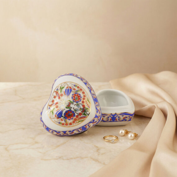 Kalp Şekilli El Dekoru Porselen Dekoratif Porselen Takı Kutusu 5 Cm - 3