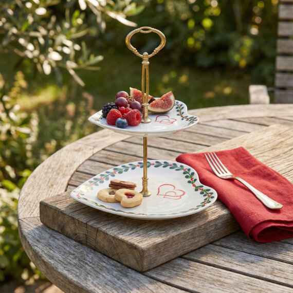 İki Katlı Dekoratif Kalp Sunumluk Kurabiyelik - 2