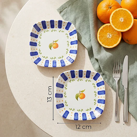 Güral Porselen Kayısı Desenli 13 cm Çerezlik ve Sosluk Seti - 2 Parça - 4
