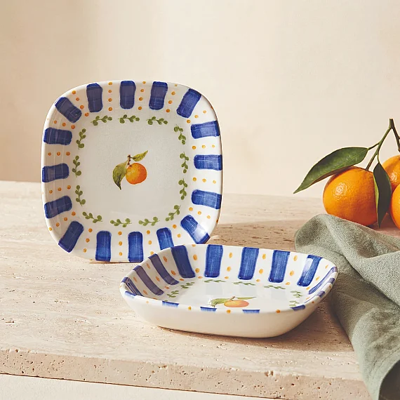 Güral Porselen Kayısı Desenli 13 cm Çerezlik ve Sosluk Seti - 2 Parça - 1