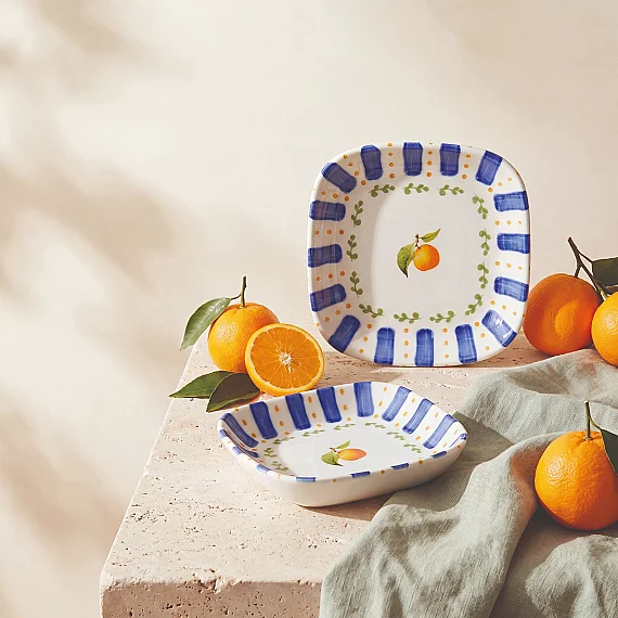 Güral Porselen Kayısı Desenli 13 cm Çerezlik ve Sosluk Seti - 2 Parça - 2