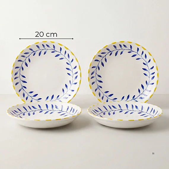 Limon 20 cm 4'lü Porselen Çukur Tabak Seti - 3