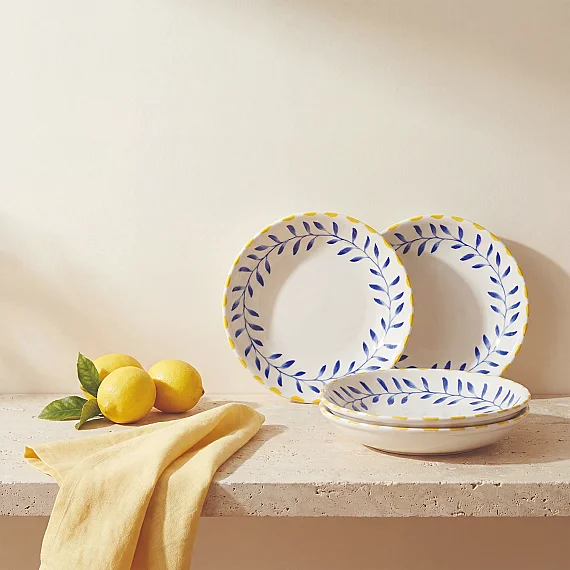 Limon 20 cm 4'lü Porselen Çukur Tabak Seti - 4