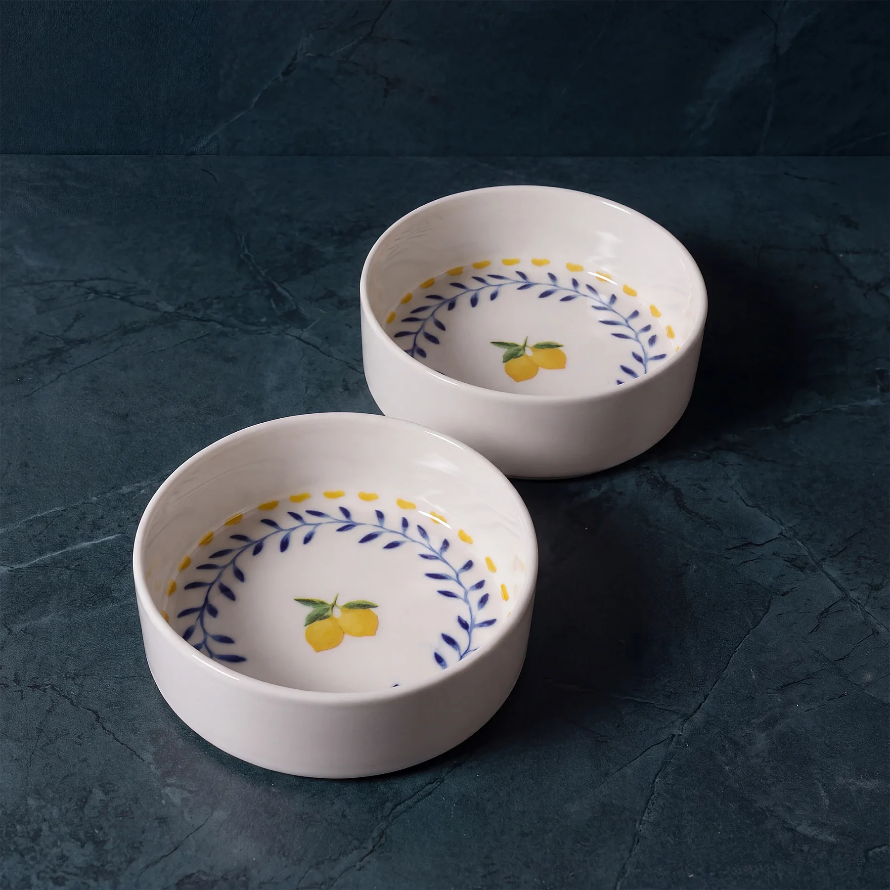 Limon Desenli 2'li 13 cm Porselen Kase Seti - 3