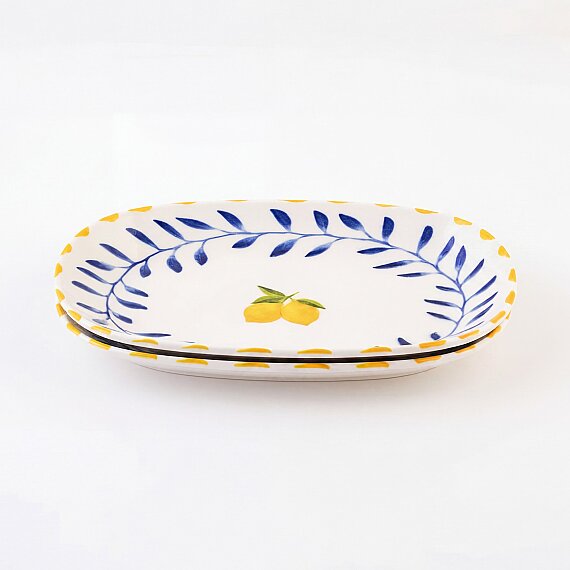 Limon Desenli 2'li 24 cm Porselen Kayık Tabak Seti - 4