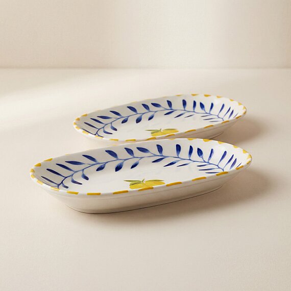 Limon Desenli 2'li 24 cm Porselen Kayık Tabak Seti - 5