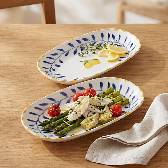Limon Desenli 2'li 24 cm Porselen Kayık Tabak Seti - 6