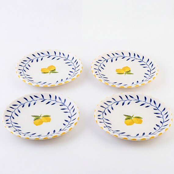 Limon Desenli 4'lü Porselen Tatlı Tabağı Seti 17 cm - 3